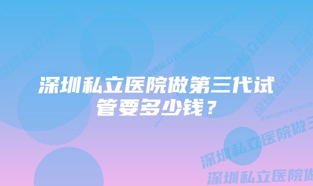 深圳私立医院做第三代试管要多少钱？