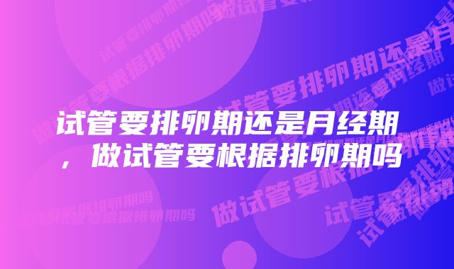 试管要排卵期还是月经期，做试管要根据排卵期吗