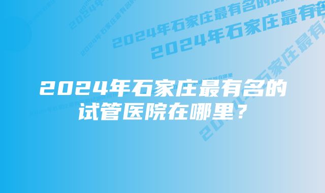 2024年石家庄最有名的试管医院在哪里？