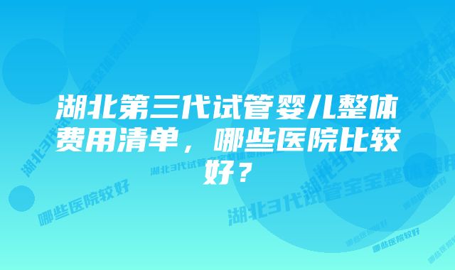 湖北第三代试管婴儿整体费用清单，哪些医院比较好？