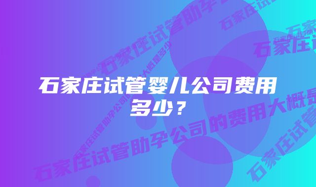 石家庄试管婴儿公司费用多少？