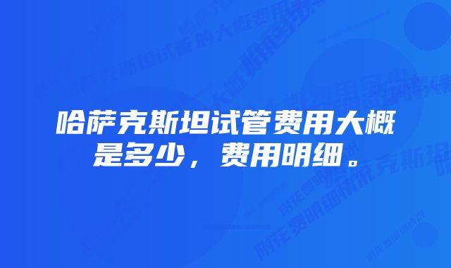 哈萨克斯坦试管费用大概是多少，费用明细。