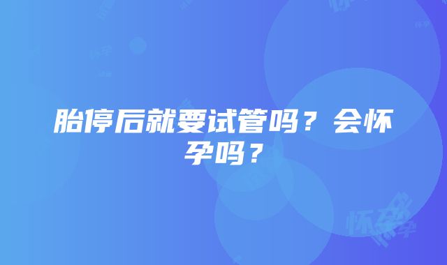 胎停后就要试管吗？会怀孕吗？