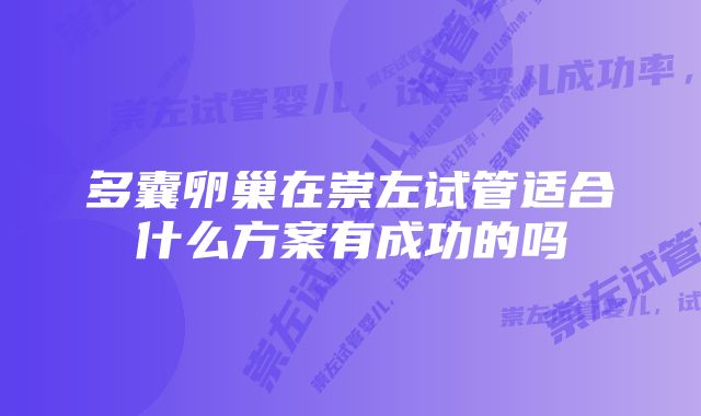 多囊卵巢在崇左试管适合什么方案有成功的吗