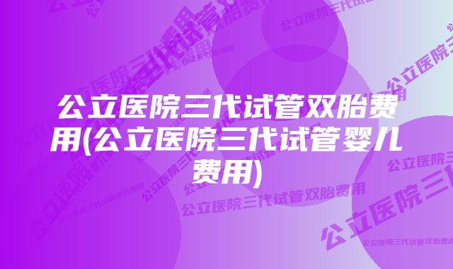 公立医院三代试管双胎费用(公立医院三代试管婴儿费用)