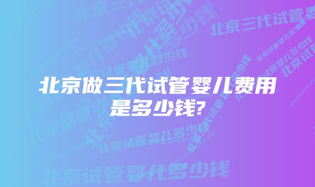 北京做三代试管婴儿费用是多少钱?