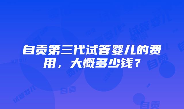 自贡第三代试管婴儿的费用，大概多少钱？