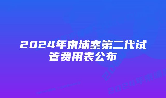 2024年柬埔寨第二代试管费用表公布