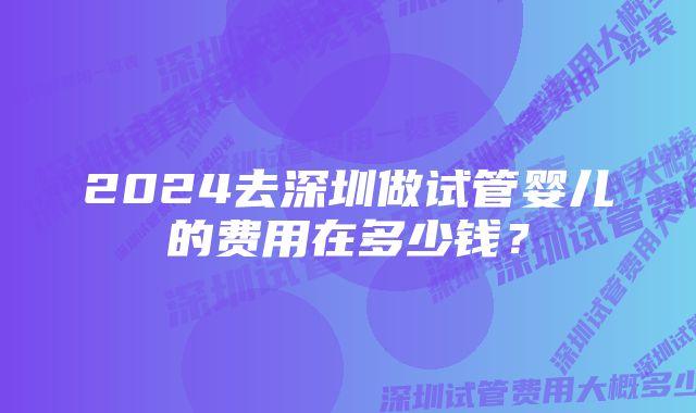 2024去深圳做试管婴儿的费用在多少钱？