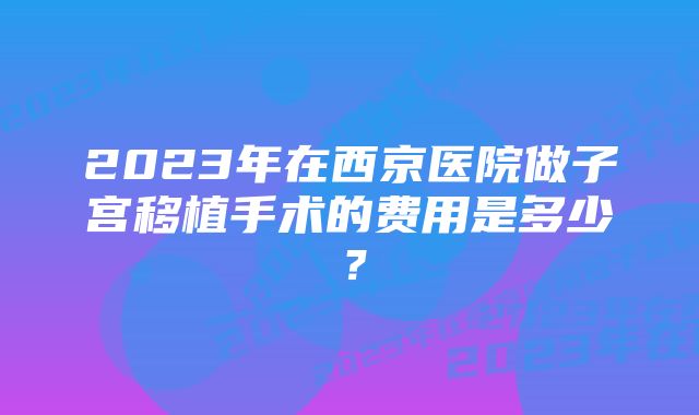 2023年在西京医院做子宫移植手术的费用是多少？