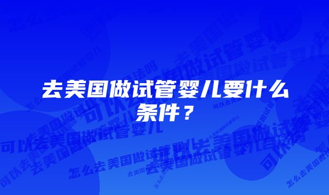 去美国做试管婴儿要什么条件？