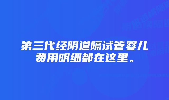 第三代经阴道隔试管婴儿费用明细都在这里。