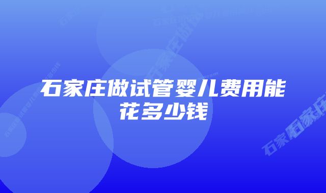 石家庄做试管婴儿费用能花多少钱