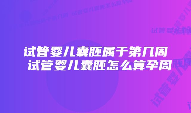 试管婴儿囊胚属于第几周 试管婴儿囊胚怎么算孕周