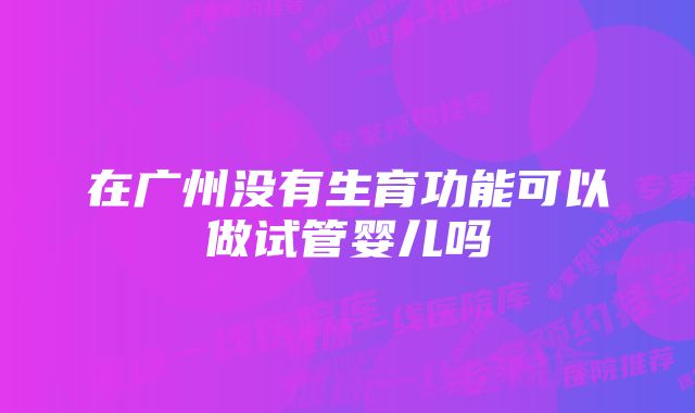 在广州没有生育功能可以做试管婴儿吗