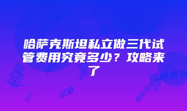 哈萨克斯坦私立做三代试管费用究竟多少？攻略来了