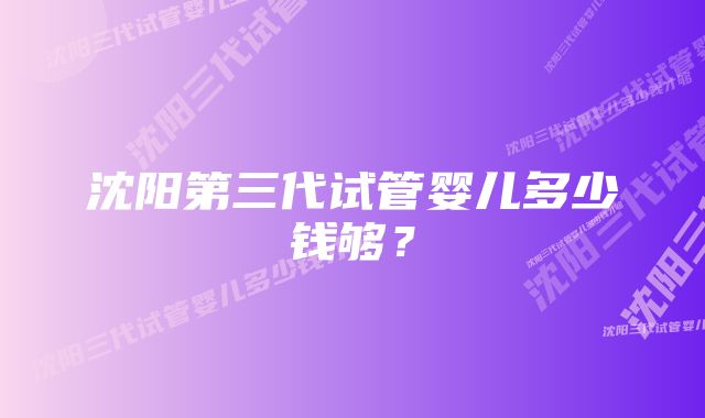 沈阳第三代试管婴儿多少钱够？