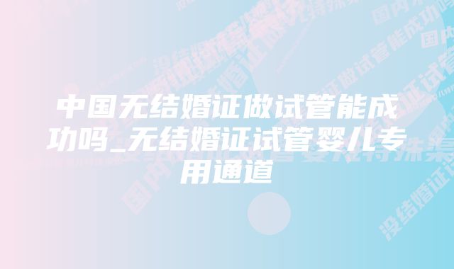 中国无结婚证做试管能成功吗_无结婚证试管婴儿专用通道