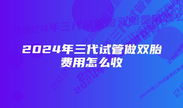 2024年三代试管做双胎费用怎么收