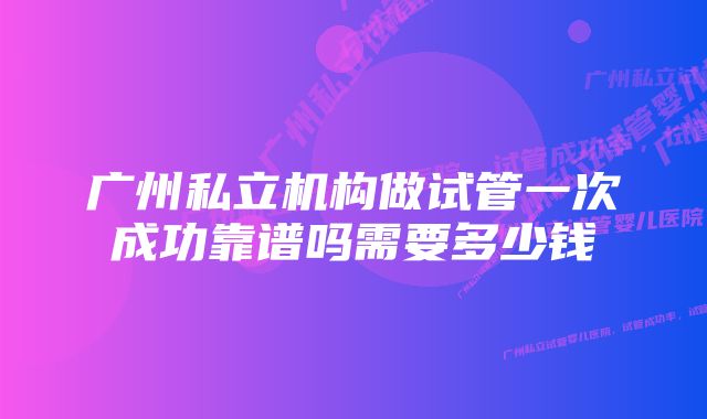 广州私立机构做试管一次成功靠谱吗需要多少钱