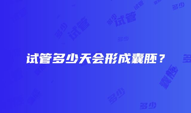 试管多少天会形成囊胚？