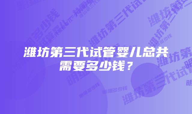 潍坊第三代试管婴儿总共需要多少钱？