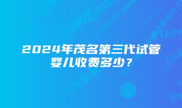 2024年茂名第三代试管婴儿收费多少？