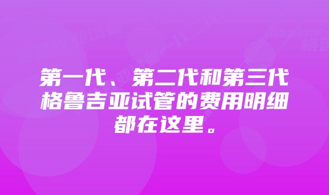 第一代、第二代和第三代格鲁吉亚试管的费用明细都在这里。