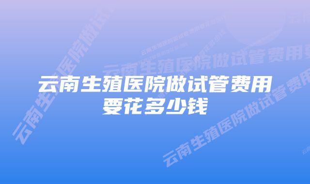 云南生殖医院做试管费用要花多少钱