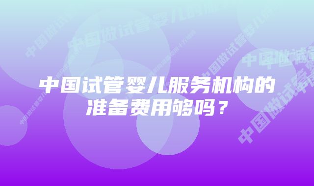 中国试管婴儿服务机构的准备费用够吗？