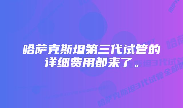 哈萨克斯坦第三代试管的详细费用都来了。