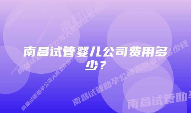 南昌试管婴儿公司费用多少？