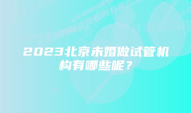 2023北京未婚做试管机构有哪些呢？