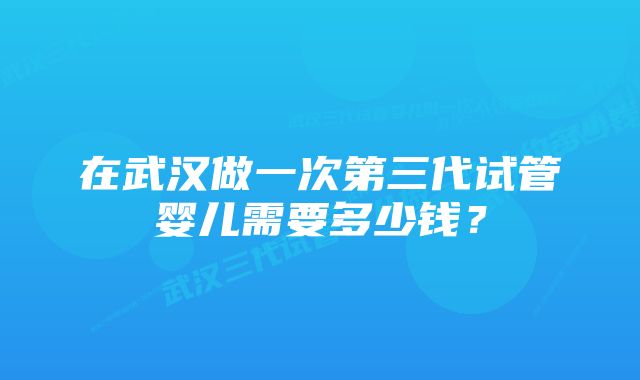 在武汉做一次第三代试管婴儿需要多少钱？