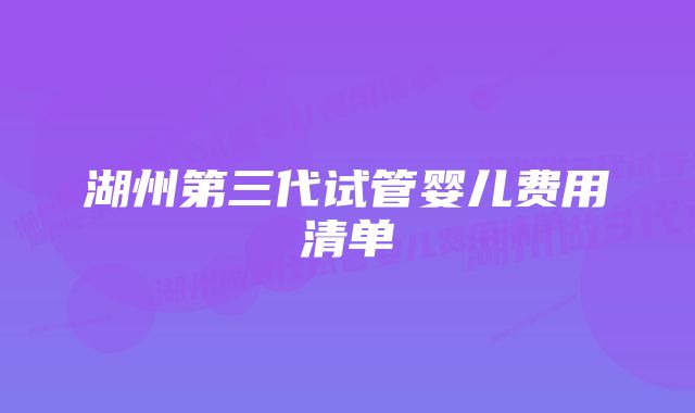 湖州第三代试管婴儿费用清单