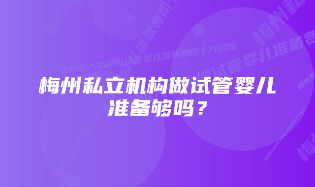 梅州私立机构做试管婴儿准备够吗？