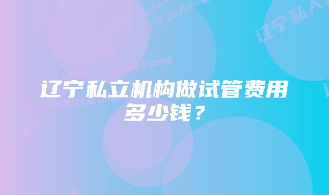 辽宁私立机构做试管费用多少钱？