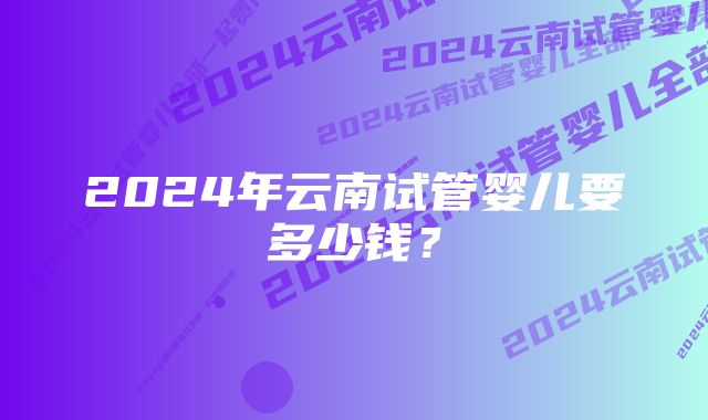 2024年云南试管婴儿要多少钱？