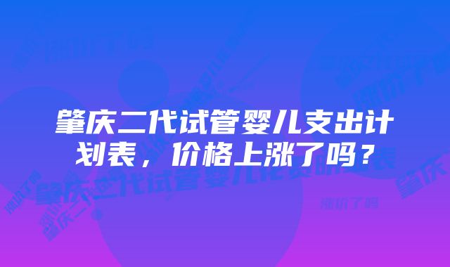 肇庆二代试管婴儿支出计划表，价格上涨了吗？