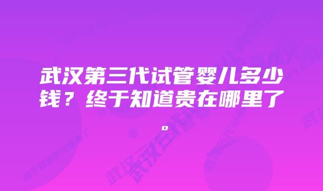 武汉第三代试管婴儿多少钱？终于知道贵在哪里了。