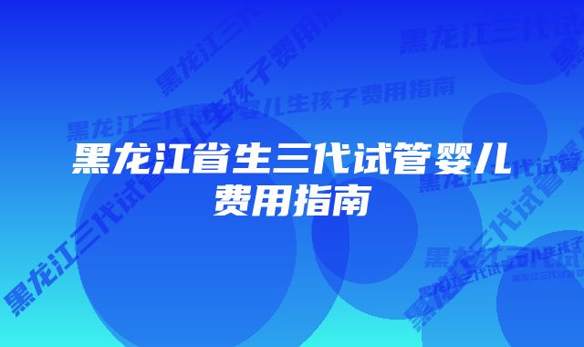 黑龙江省生三代试管婴儿费用指南