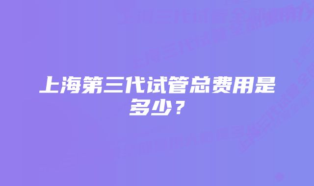 上海第三代试管总费用是多少？