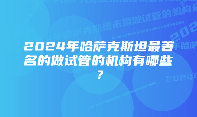 2024年哈萨克斯坦最著名的做试管的机构有哪些？