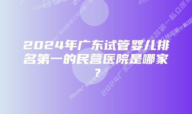 2024年广东试管婴儿排名第一的民营医院是哪家？