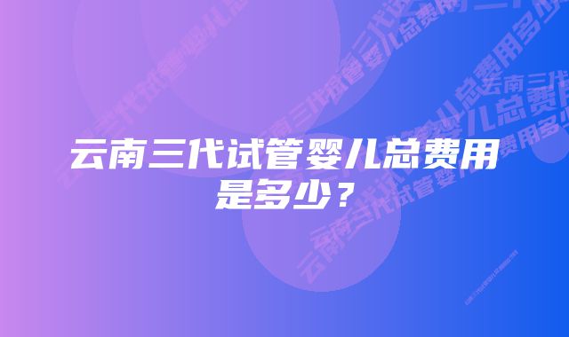 云南三代试管婴儿总费用是多少？