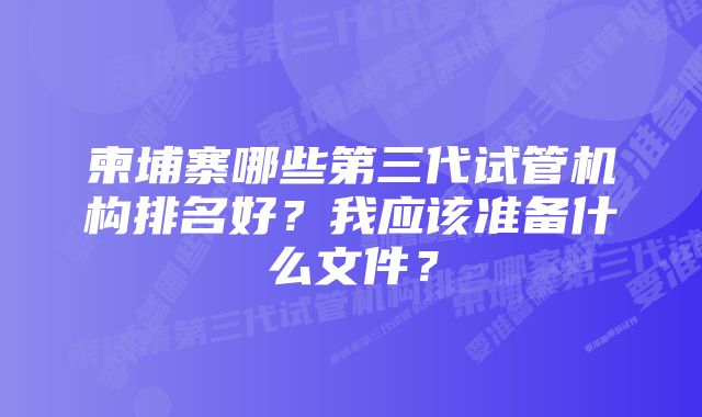 柬埔寨哪些第三代试管机构排名好？我应该准备什么文件？