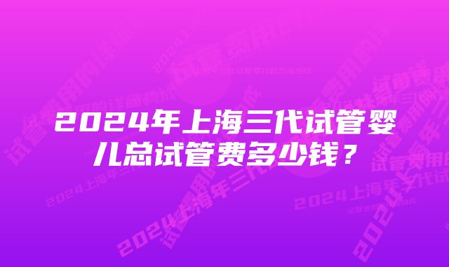 2024年上海三代试管婴儿总试管费多少钱？