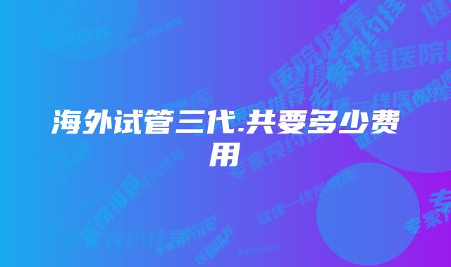 海外试管三代.共要多少费用