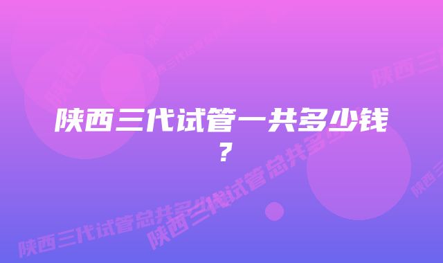 陕西三代试管一共多少钱？