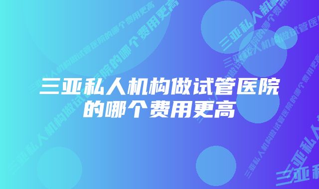 三亚私人机构做试管医院的哪个费用更高